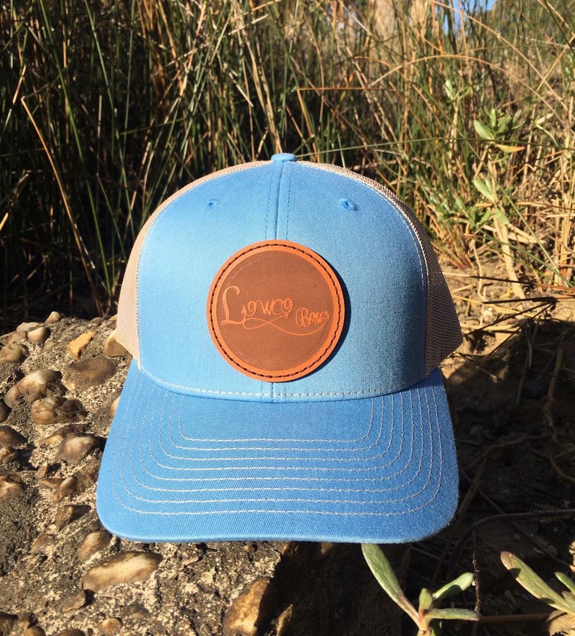 Columbia Blue/Khaki Leather Patch Hat